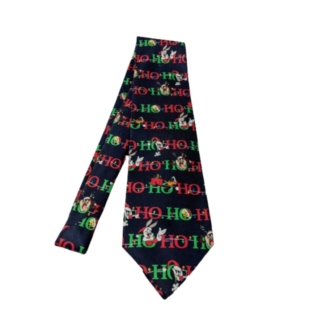 Looney Tunes Ho Ho Ho Navy Blue Christmas Necktie